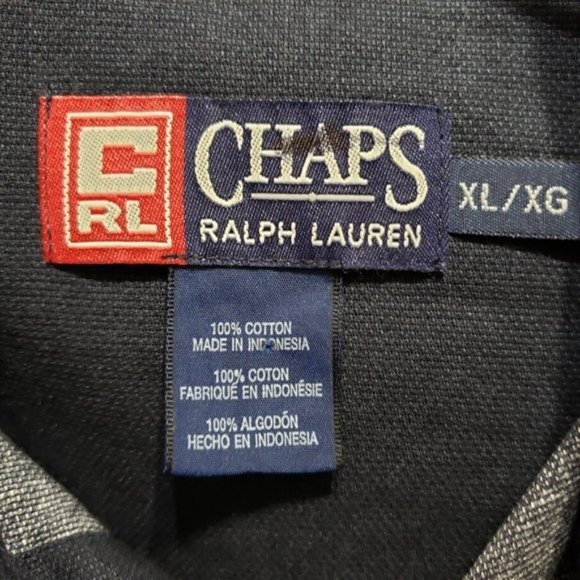 Chaps Ralph Lauren Navy Blue Hawaiian Button Shirt Short Sleeve Guayabera XL - Picture 5 of 5